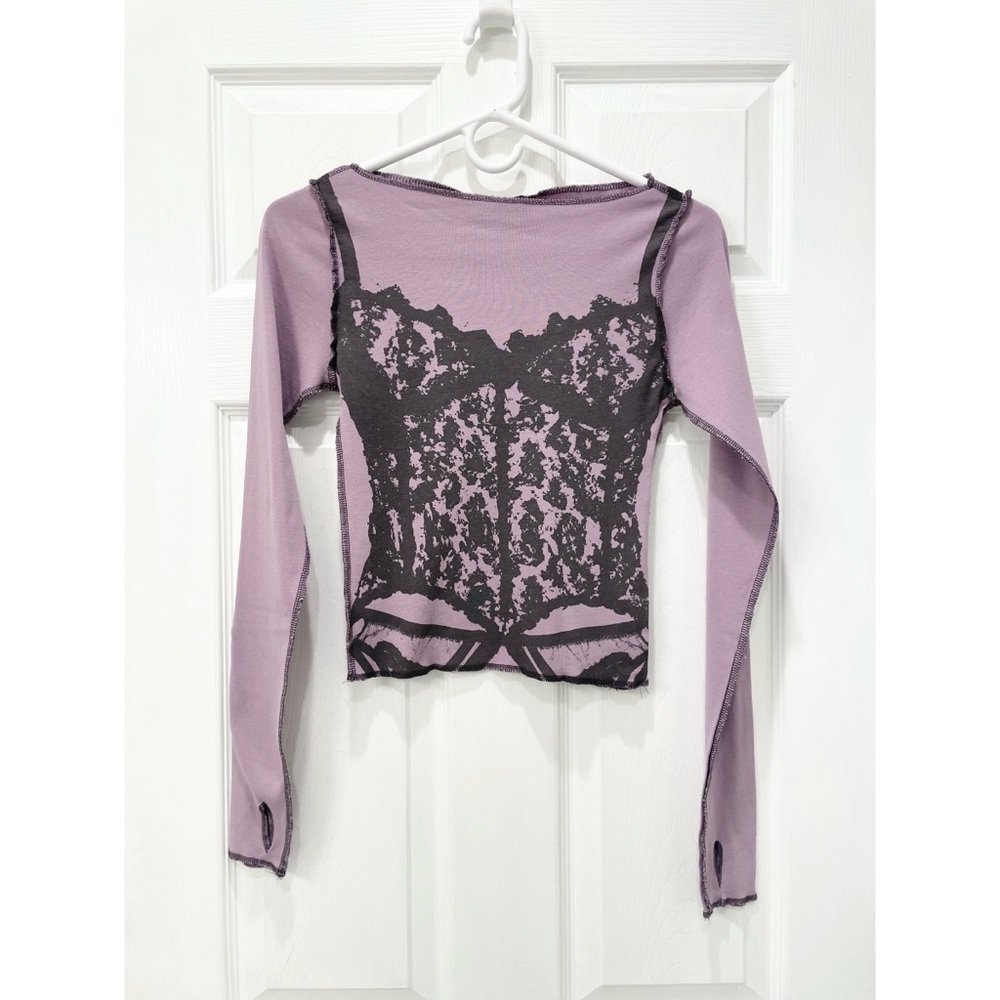 Urban Outfitters Corset Photo-Real Long Sleeve Tee